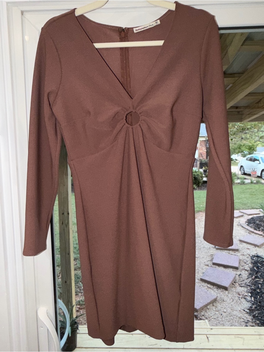Abercrombie & Fitch Mauve-Brown Ring-Front Midi Dress